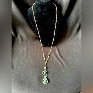 Karma Bella Gold Tone Blue & Green Stone Pendant Necklace